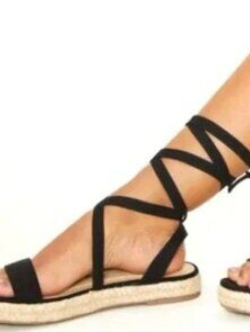 Prettylittlething Black Lace Up Platform Espadrille Size 5/38